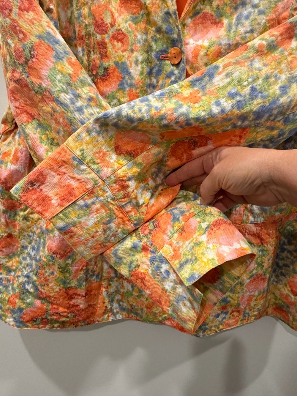 Coldwater Creek Multicolor Floral-Print butter yellow Button-Down Jacket blazer - Picture 7 of 13